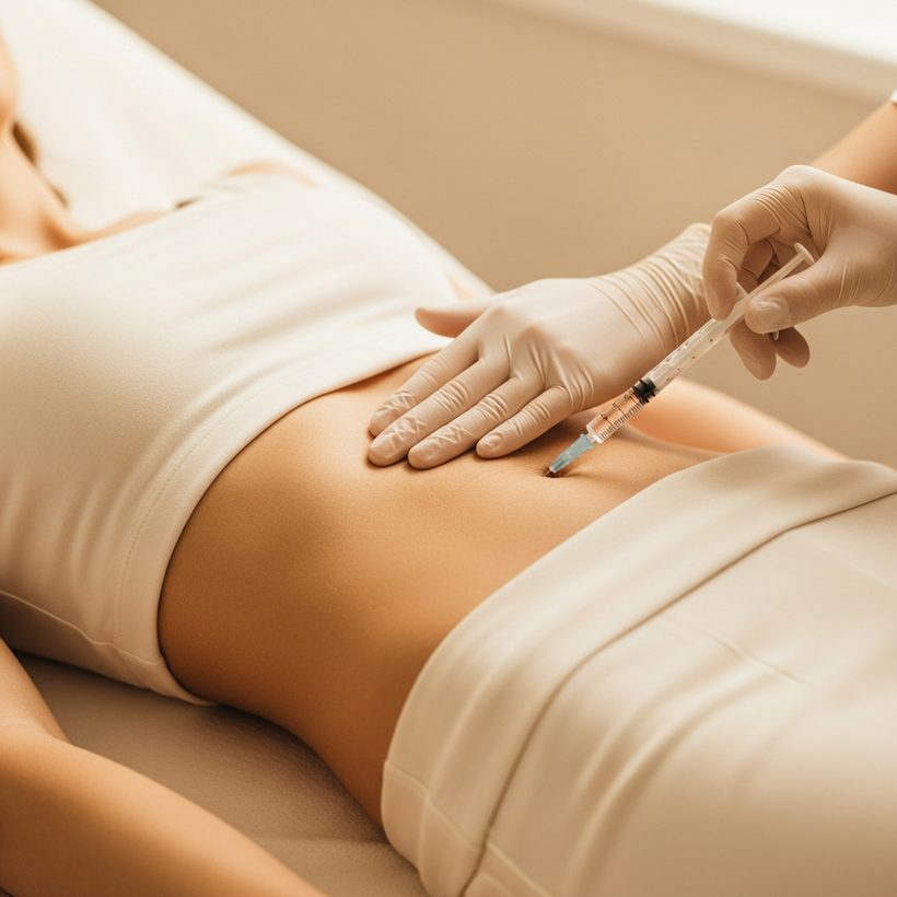 Lipo dissolve fat dissolving treatment on the abdomen